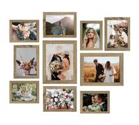 LUCKYLIFE Picture Frame Set 10-Pack, Gallery Wall Frame Collage with 8x10 5x7 4x6 Frames in Natural Woodgrain Finishes
