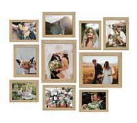 LUCKYLIFE Picture Frame Set 10-Pack, Gallery Wall Frame Collage with 8x10 5x7 4x6 Frames in Natural Woodgrain Finishes