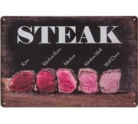 LuckyLinde 20 x 30 cm - Tin Sign - Steak - Funny Saying / Overview - Garden, Party, BBQ, Steak - Grillmeister Decorative Sign