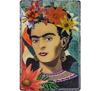LuckyLinde 30 x 20 cm Art Tin Sign - Frida Kahlo Portrait, Mexico, Art, Painter - Wall Art, Living Room, Home Office