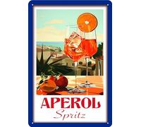 LuckyLinde 30 x 20 cm Retro Tin Sign, Bar Sign, Cocktail Recipe, Summer Feeling - Aperol Spritz - Prosecco, 105428