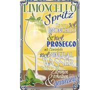 LuckyLinde Decorative Sign, Acrylic, 30 x 20 cm, Limoncello Spritz - Weather-Resistant Bar, Recipe Sign for Cocktail, Aperitif, Indoor and Outdoor Use