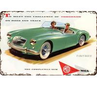 LUCKYLINDE MGA V2 Retro Tin Sign Suitable for MG Oldtimer Fans and Lovers, Workshop and Garages Sign, 20 x 30 cm