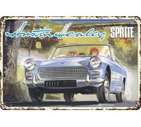 LUCKYLINDE Retro Tin Sign Suitable for Austin Healey Vintage Car Fans and Lovers, Workshop and Garages Sign, 20 x 30 cm - Sprite V3