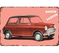 LUCKYLINDE Retro Tin Sign Suitable for Austin Oldtimer Fans and Lovers, Workshop and Garages Sign, 20 x 30 cm - Cooper