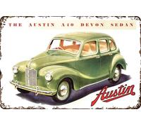 LUCKYLINDE Retro Tin Sign Suitable for Austin Oldtimer Fans and Lovers, Workshop and Garages Sign, 20 x 30 cm - Devon Sedan