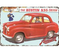 LUCKYLINDE Retro Tin Sign Suitable for Austin Oldtimer Fans and Lovers, Workshop and Garages Sign, 20 x 30 cm - A35 Saloon V2