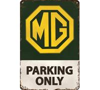 LUCKYLINDE Retro Tin Sign Suitable for MG Oldtimer Fans and Lovers, Workshop and Garages Sign, 20 x 30 cm - Parking Only (Gold)