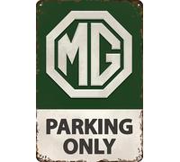 LUCKYLINDE Retro Tin Sign Suitable for MG Oldtimer Fans and Lovers, Workshop and Garages Sign, 20 x 30 cm - Parking Only (Green)