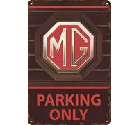 LUCKYLINDE Retro Tin Sign Suitable for MG Oldtimer Fans and Lovers, Workshop and Garages Sign, 20 x 30 cm - Parking Only (Silver)