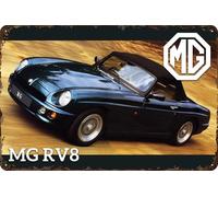 LUCKYLINDE RV8 Retro Tin Sign Suitable for MG Oldtimer Fans and Lovers, Workshop and Garages Sign, 20 x 30 cm