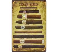 LUCKYLINDE Tin Sign Cigar Fans, Lovers and Connoisseurs "Cigars Overview" Vintage Bar Sign, 20 x 30 cm