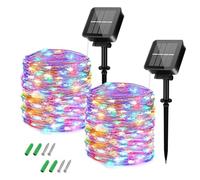 LUCKYLUX Solar Lights Outdoor Garden Waterproof,LED Solar Powered Fairy Lights, 8 Modes Copper Wire Solar Lights for Patio Yard Party Christmas (Multi-Colored, 2pack-30m)