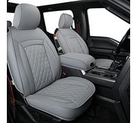 LUCKYMAN CLUB F150 Faux Leather Seat Covers S07-Q2, Fit for 2015-2024 F150 and 2017-2024 F250 F350 F450 Pickup Trucks(Full Set, Gray)