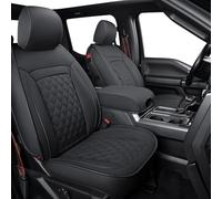 LUCKYMAN CLUB F150 Faux Leather Seat Covers S07-Q2, Fit for 2015-2024 F150 SuperCrew and 2017-2024 F250 F350 F450 Super Duty Crew Cab Pickup Trucks(Full Set, Black)