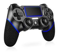 LuckyMoon Wireless Controller for P-S4, Gamepad Joystick Controller Compatible with P-S4/Pro/Slim with Audio, High-Precision Touch Panel, Dual V-ibration, 6-Axis Gyro Sensor, Wake up, (Black &Blue)