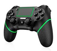 LuckyMoon Wireless Controller for P-S4, Gamepad Joystick Controller Compatible with P-S4/Pro/Slim with Audio, High-Precision Touch Panel, Dual V-ibration, 6-Axis Gyro Sensor, Wake up, (Black &Green)