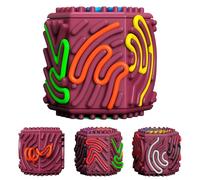 Luckynono 10 Silicone Strings Sensory Board Toy for Kids Adults, Sensory activity cube toys, Fine Motor Skills and Hand-Eye Coordination (Hexahedral cube red)