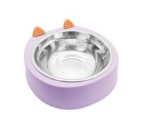 LuckyOpt 2-in-1 Cute Ears Cat Bowl, Removable Stainless Raised Double-Layer Dog Bowls Anti Spill Easy to Clean Cat Food Water Bowl with Hook to Fix on Crate & Cage (Purple)
