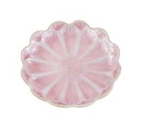 LuckyOpt 4 Inch Ceramic Small Dish - Unique Artwork Lotus Leaf Bowl for Hamster Food, Jewelry Display, Sauce & Decorative Ornament (Pink, Flower)