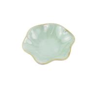 LuckyOpt 4 Inch Ceramic Small Dish - Unique Artwork Lotus Leaf Bowl for Hamster Food, Jewelry Display, Sauce & Decorative Ornament (Green1, Leaf)