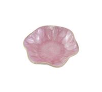 LuckyOpt 4 Inch Ceramic Small Dish - Unique Artwork Lotus Leaf Bowl for Hamster Food, Jewelry Display, Sauce & Decorative Ornament (Pink, Leaf)