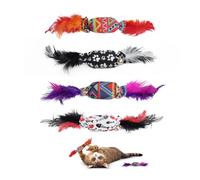 LuckyOpt 4 Pcs Candy Cat Feather Toy, Interactive Indoor Cat Toy with Jingle Bells & Crinkle Paper, Funny Kitten Toys for Boredom Relief, Exercise, Chasing and Biting (Red, Black, White, Purple)