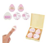 LuckyOpt 5 PCS Mini Powder Puff Set, Reusable Finger-Size Drop-Shaped & Heart-Shape Makeup Sponges & Velvet Loose Powder Puffs for Women&Girls Makeup Setting Wet & Dry with Storage Case (Pink)