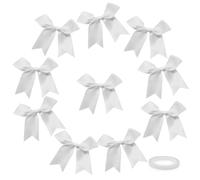 LuckyOpt 50 Pieces Satin Ribbon Bows, 8.5 CM Ribbon Bows with Adhesive Tape Cute Small Ribbon Bows for Gift Packing, Wedding Decoration, DIY Craft, Card Making, Party, Christmas (White)