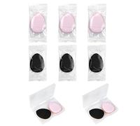 Luckyopt 6Pcs Mini Makeup Puff, Wet & Dry Drop-Shape Face Powder Puff with Small Case, Refined Mini Finger Puff for Under Eyes, Concealer, Highlight, Shadow, Powder Blusher, Powder (Black+Pink)