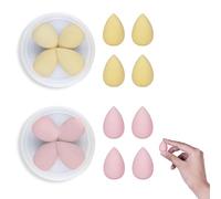 LuckyOpt 8PCS Mini Beauty Blender, Latex Free Soft Bounce Dual Purpose Small Makeup Sponges with Travel Boxes, No Irritating Makeup Egg for Concealer, Blusher, Foundation, Shadow (Pink+Nude)