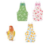 LuckyOpt Bird Nappy Flight Suit, Pack of 3, Lightweight, Reusable, Washable Elastic Straps, Parrot Clothing for Peony/Monk Parakeet, Prevents Poop Leaks & Feather Pecking (Bow+Lemon+Cherry, M)