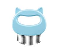 LuckyOpt Cat Comb for Long & Short Haired Cats, Cute Pet Hair Remover Brush for Reducing Knots and Shedding with Curved comb teeth, Massage Relaxing Pet Comb for Cats, Dogs, Rabbits (Blue, Cat face)