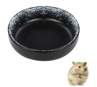 LuckyOpt Ceramic Hamster Food Bowl, Hamster Water Dish for Hamsters, Birds, Snakes, Turtle, Easy to Wash and Prevent Tipping (Black-Grey)