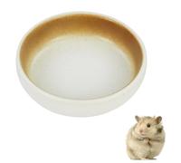 LuckyOpt Ceramic Hamster Food Bowl, Hamster Water Dish for Hamsters, Birds, Snakes, Turtle, Easy to Wash and Prevent Tipping (White-Gold)