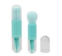 LuckyOpt Cosmetic Brush, Drinkable 4-in-1 Face Makeup Tools for Travel, Retractable Makeup Brush, Eyeshadow, Highlight (Blue)