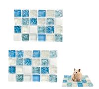 LuckyOpt Crystal Hamster Cooling Pad, Small Pet Ice Mat, Crystal Glass Inner Ice Crack Model, Suitable for Dwarf Hamster, Dwarf Fat Rat (Light Blue, 2PCS)