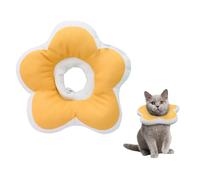 LuckyOpt Cute Flower Cone, Anti-Splashing Water Soft E Collar for Cats After Surgery, Neck Pillow for Cozy Sleep and Anti-Licking, Donut Cone for Puppies to Take Photos (Yellow, S)