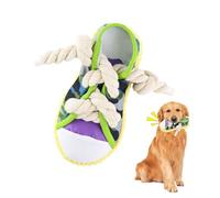 LuckyOpt Dog Squeaky Toy, Shoe-Shaped Interactive Dog Rope Toy with Squeaker and Bell, Soft Puppy Chew Toys for Teeth Cleaning, Reduces Boredom, Indoor Fun (Yellow)