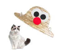 LuckyOpt Dog Sun Hat, Cute Pet Dog Cat hat with Adjustable Strap, Outdoor Sun protection Straw Pet Hat for Going Out Beach Sea Traveling in Summer (Style 2, S)