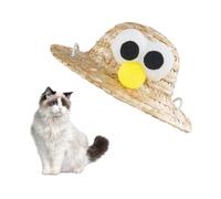 LuckyOpt Dog Sun Hat, Cute Pet Dog Cat hat with Adjustable Strap, Outdoor Sun protection Straw Pet Hat for Going Out Beach Sea Traveling in Summer (Style 1, S)