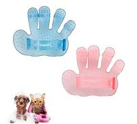 LuckyOpt Five Finger Pet Bath Brush, 2Pcs Palm Shaped Pet Brushes with Adjustable Strap, Massage pet Brushes for Cleaning Dirt & Hair, Cat Brush Gloves Massage Gloves for Dogs Cats (blue+pink)