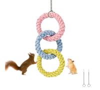 LuckyOpt Hamster Toys, Colorful Three-Ring Cotton Rope Guinea Pig Toys with Hook, Hamster Accessories for Rats Squirrels Birds Small Animals Climbing Ferret, Hamsters Squirrel Chinchilla Parrots (A)