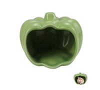 LuckyOpt Pumpkin Shaped Ceramic Hamster Hideout, Cooling Easy Clean Non-Slip Hamster House Cave, Small Animal Habitat for Dwarf Hamsters, Gerbils, Fancy Mice (Green)