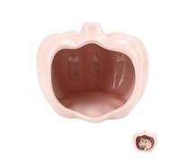 LuckyOpt Pumpkin Shaped Ceramic Hamster Hideout, Cooling Easy Clean Non-Slip Hamster House Cave, Small Animal Habitat for Dwarf Hamsters, Gerbils, Fancy Mice (Pink)