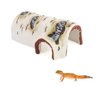 LuckyOpt Reptile Hideout, 5-inch PVC Realistic Bark-Style Fish Cave, Natural Looking Small Animal Houses & Habitats for Lizards, Geckos, Dwarf Hamsters, Hermit Crabs and Similar-Sized Pets (White)