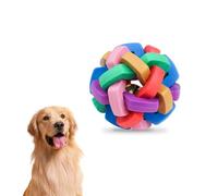 LuckyOpt Rubber Balls for Dogs, 8.5 Cm Interactive Dog Ball Colorful Bouncy Rubber Braid Dog Ball with Ring Bell, Bite Resistant Rubber Dog Balls for Cleaning Teeth Training (Colourful)