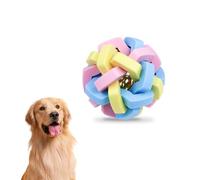 LuckyOpt Rubber Balls for Dogs, 8.5 Cm Interactive Dog Ball Colorful Bouncy Rubber Braid Dog Ball with Ring Bell, Bite Resistant Rubber Dog Balls for Cleaning Teeth Training (Macaron color)