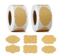 LuckyOpt Self-Adhesive Gift Stickers, 500 Pcs Kraft Lables Stickers 6 Shapes Blank Present Tags, Removable Gift Tag Stickers for Gift Packaging, Presents Decor, Craft DIY, Bottles (A)