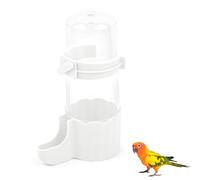 LuckyOpt Small Animal Water Bottle, 245 ML Transparent Auto-Add Food & Water Bottle for Hamster, Small Chick, Parrot, Quail, Bird Water Dispenser for Wire or Acrylic Cage (White)